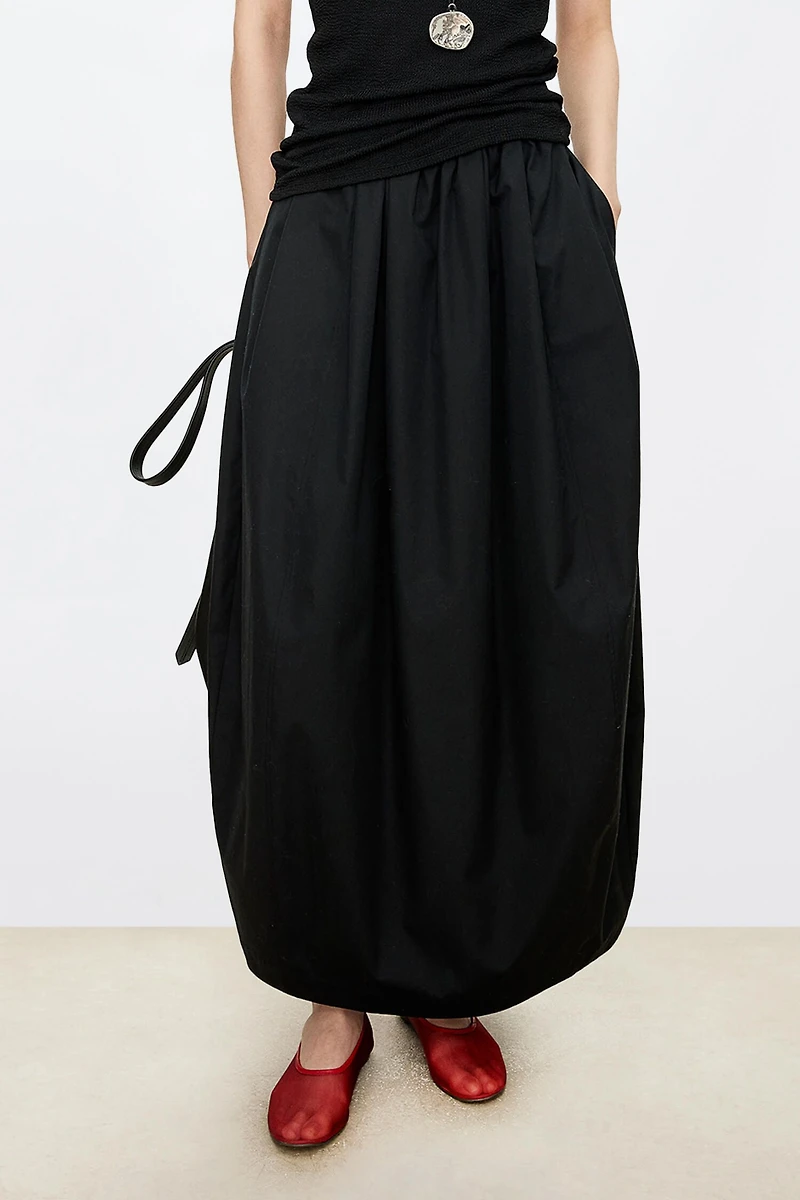 Pure Cotton Multi-Pleated Peplum Skirt