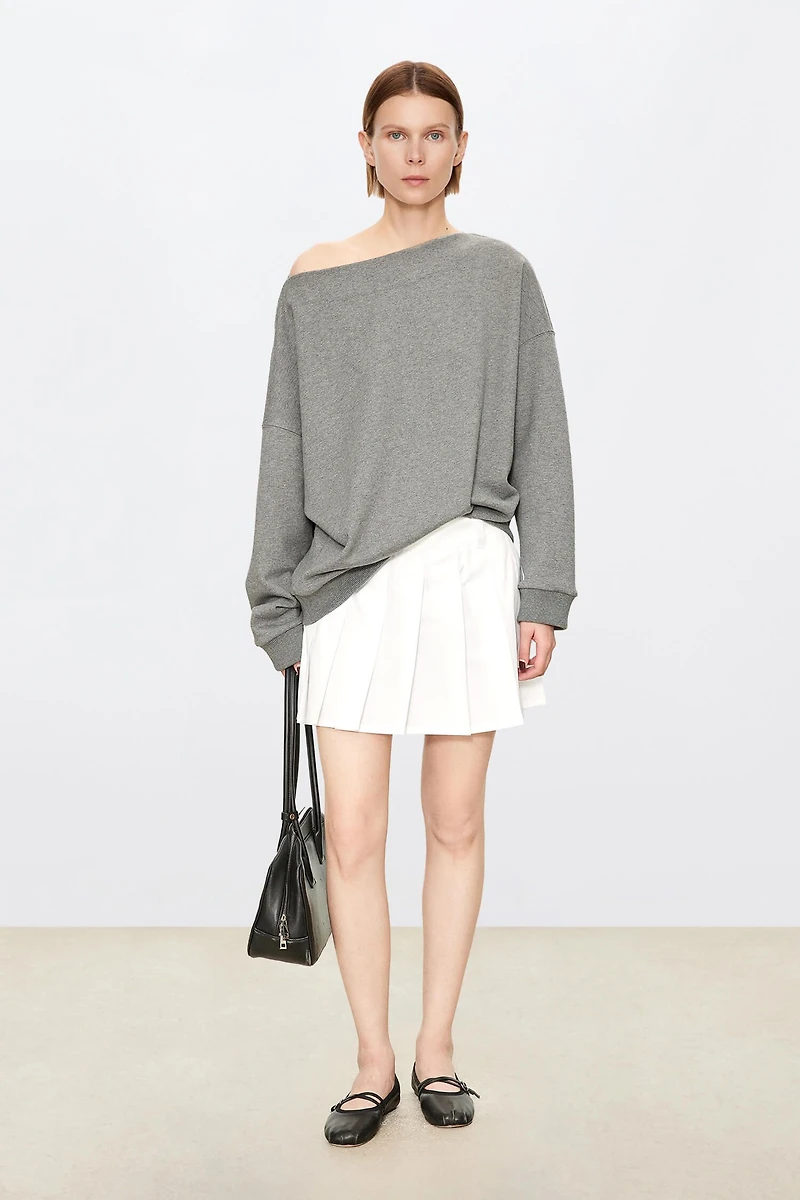 Pure Cotton Pleated Mini Skirt