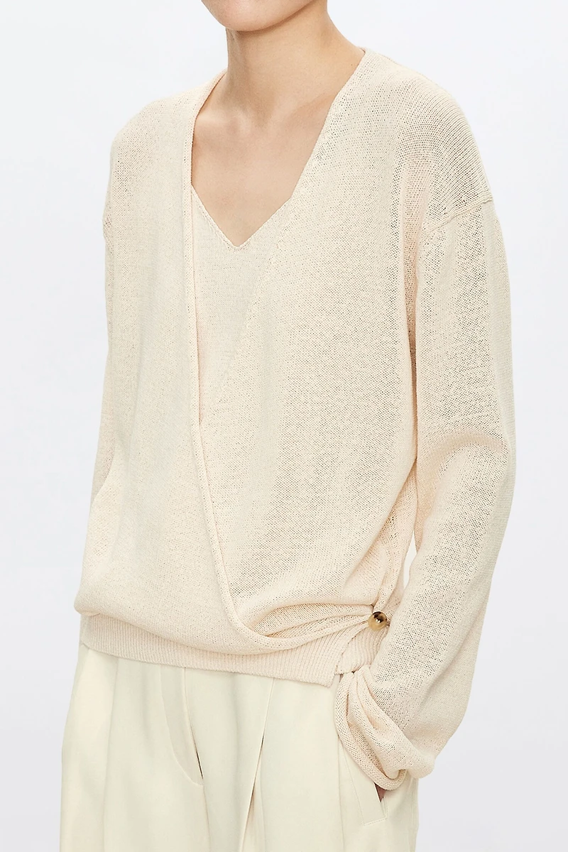 Pure Cotton Yarn Overlap Cardigan