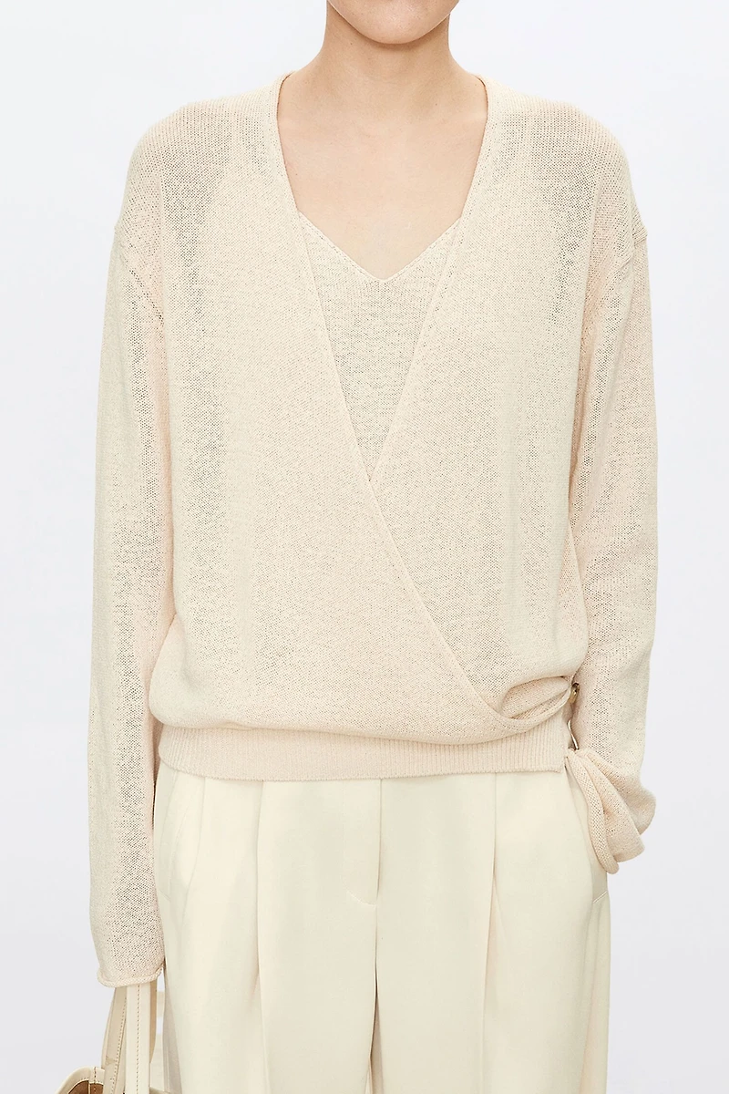 Pure Cotton Yarn Overlap Cardigan