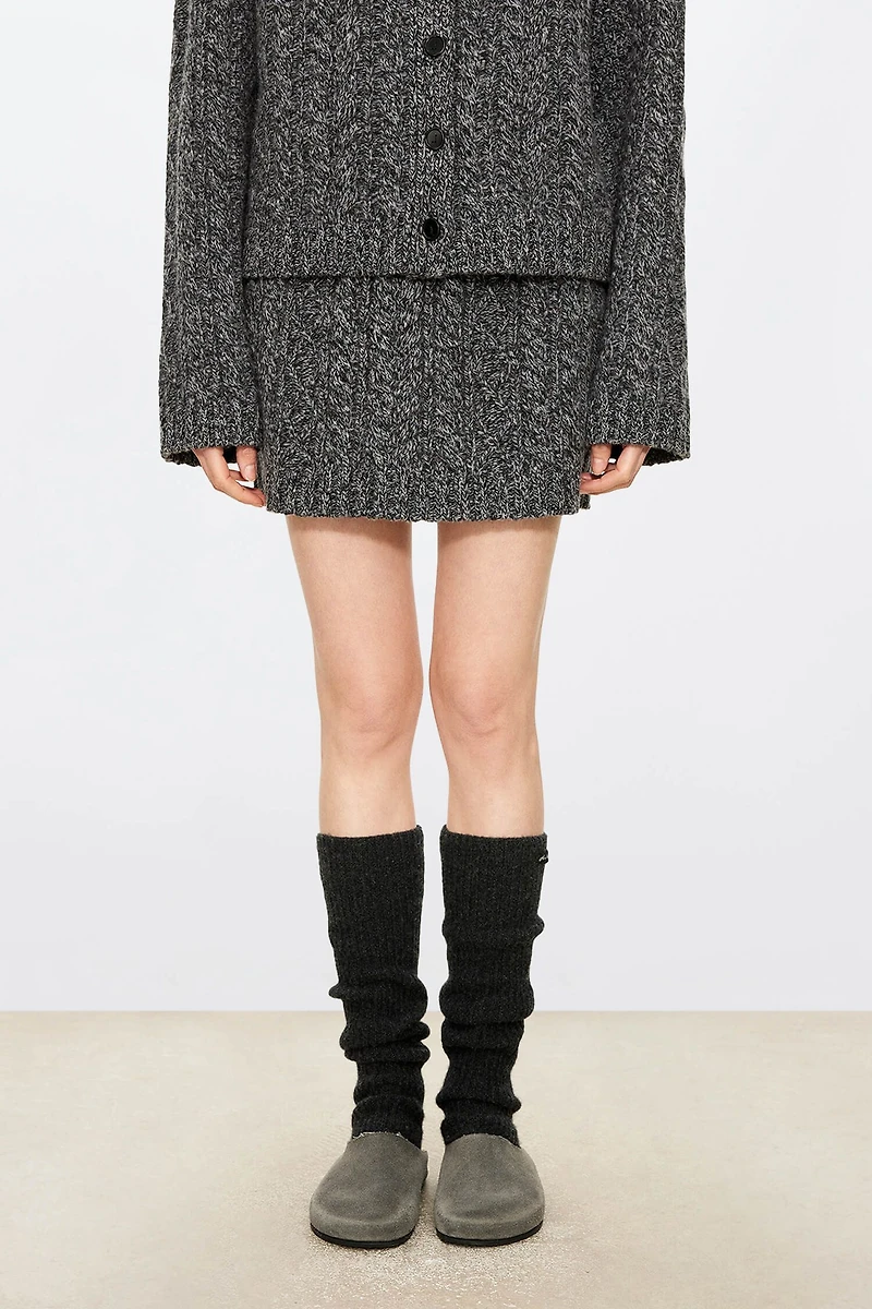 Pure Wool Cable Knit Mini Skirt