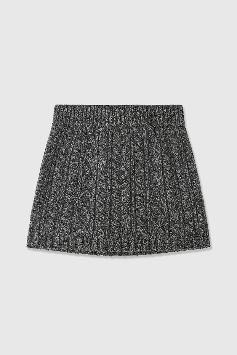 Pure Wool Cable Knit Mini Skirt