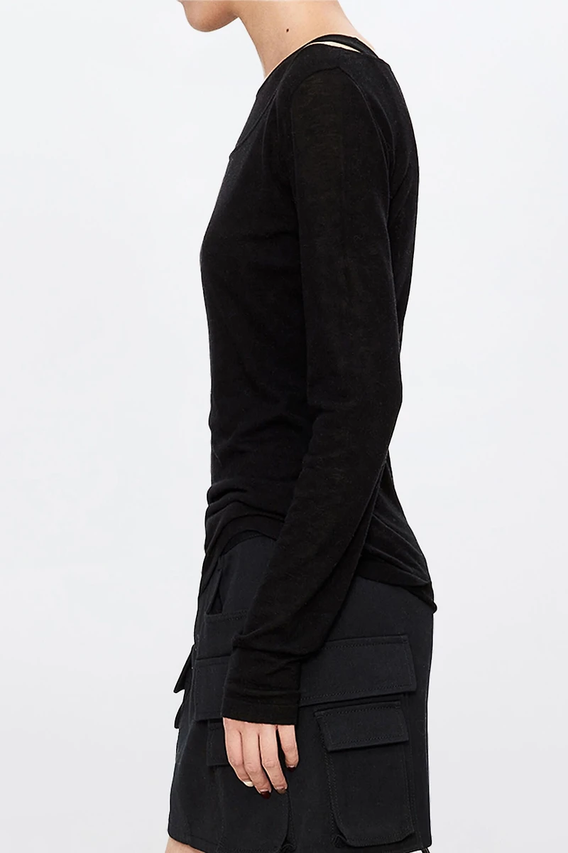Pure Wool Crew-Neck Long-Sleeve T-Shirt