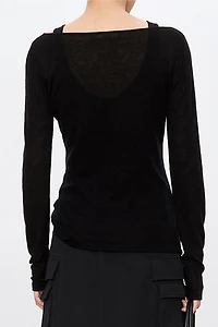 Pure Wool Crew-Neck Long-Sleeve T-Shirt