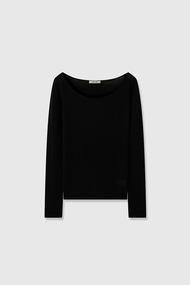 Pure Wool Crew-Neck Long-Sleeve T-Shirt