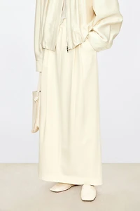 Pure Wool Stretch Waist Midi Skirt