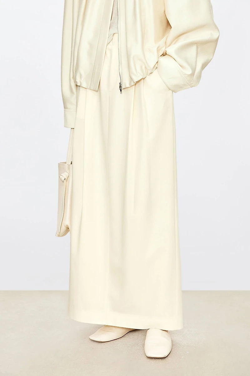 Pure Wool Stretch Waist Midi Skirt