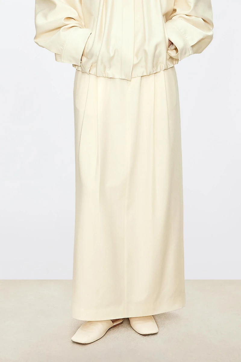 Pure Wool Stretch Waist Midi Skirt