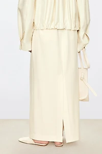 Pure Wool Stretch Waist Midi Skirt