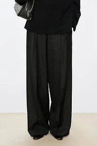 Pure Wool Vertical Striped Straight Trousers