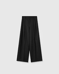 Pure Wool Vertical Striped Straight Trousers