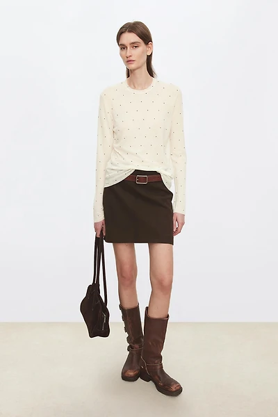 Pure Wool Polka Dot Print Top