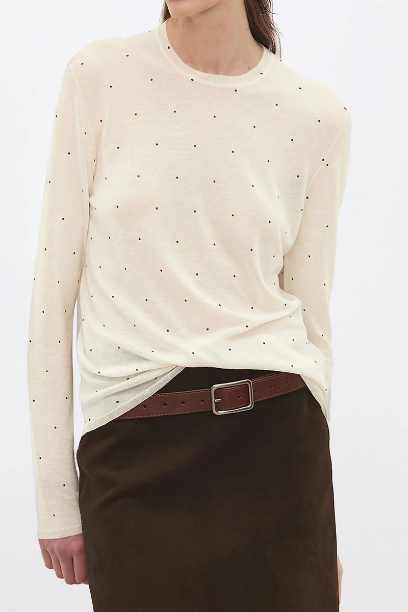 Pure Wool Polka Dot Print Top