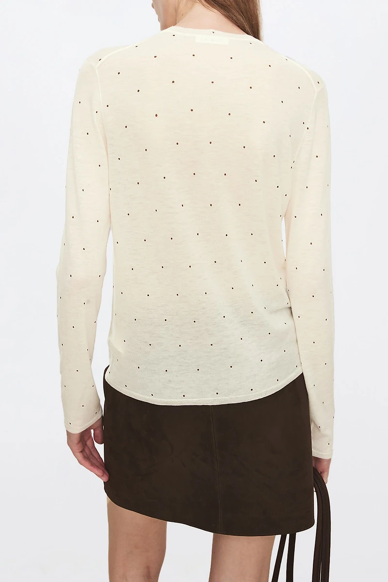 Pure Wool Polka Dot Print Top