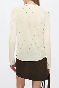Pure Wool Polka Dot Print Top