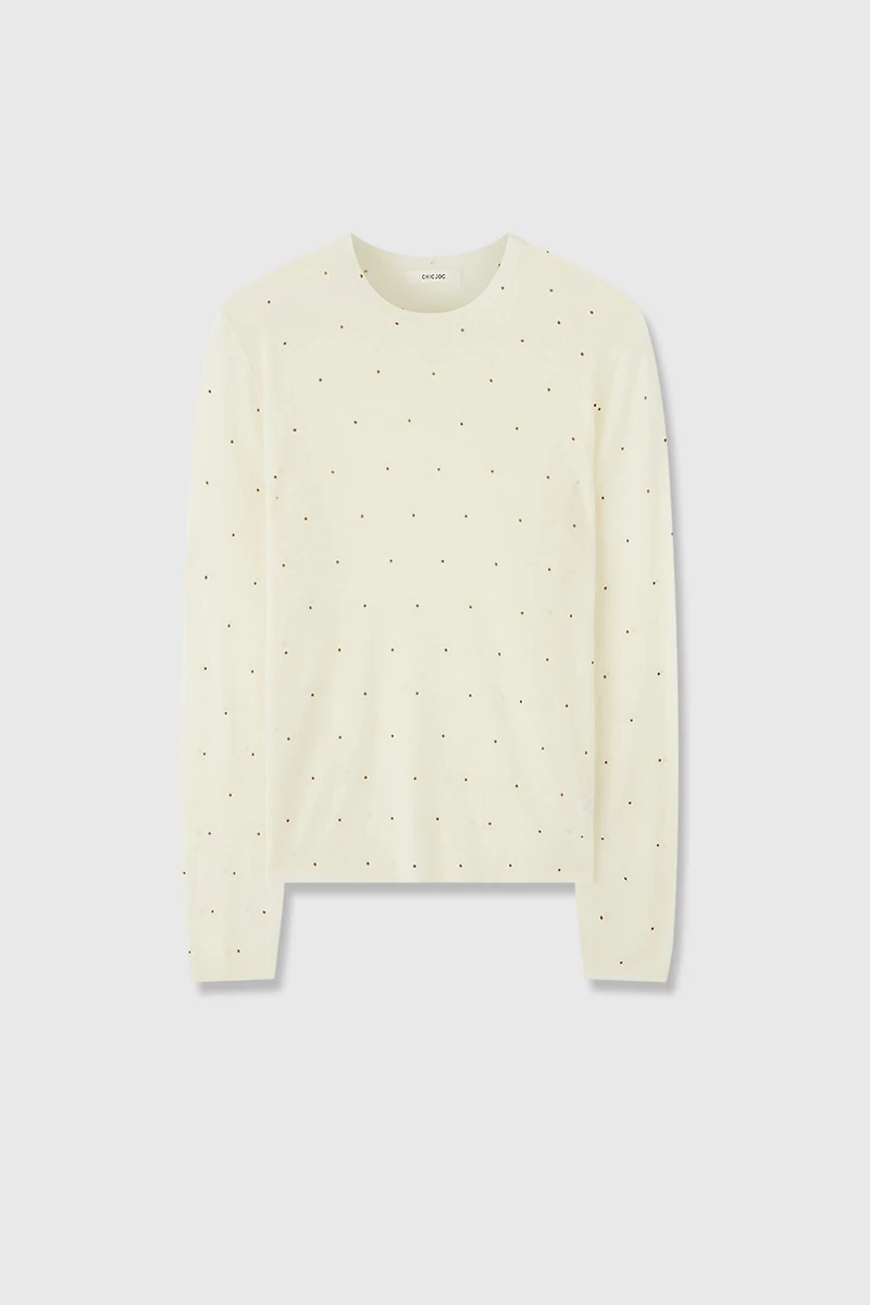 Pure Wool Polka Dot Print Top