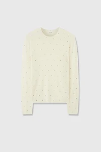 Pure Wool Polka Dot Print Top