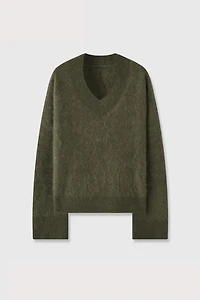 Pure Cashmere Fur-Like V-Neck Sweater