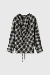 Pure Cotton Bias-Cut Plaid Shirt
