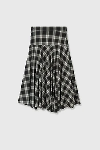 Pure Cotton Gradual Plaid Midi Skirt