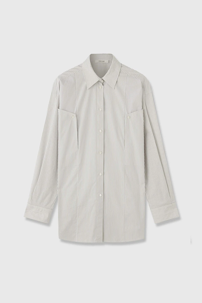 Pure Cotton Striped Patchwork Shirt