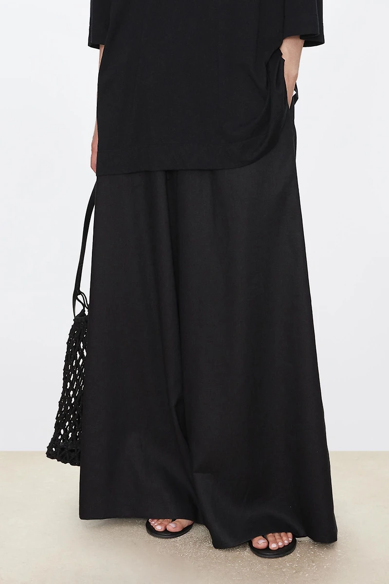 Pure Linen Extra Wide-Leg Trousers