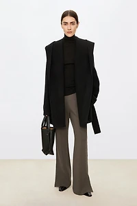Pure Wool Hooded Cropped Coat