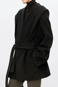 Pure Wool Hooded Cropped Coat