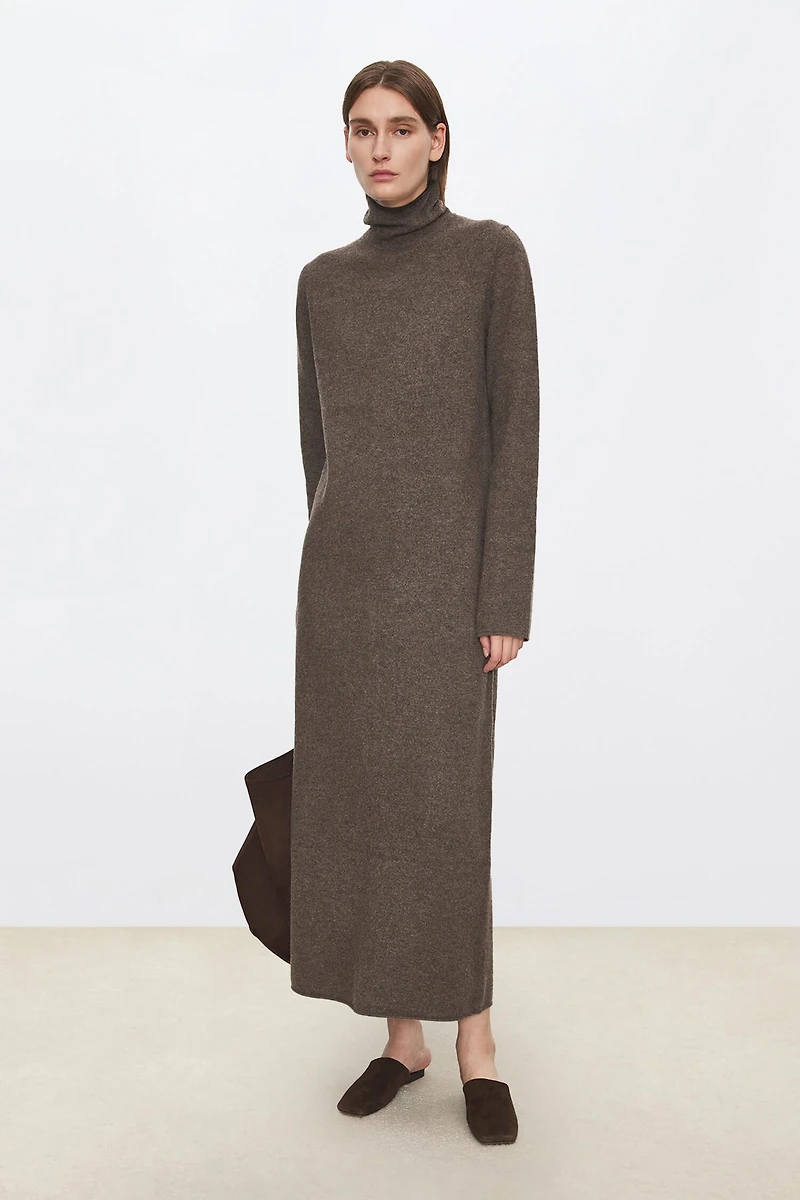 Pure Wool Longline Turtleneck Dress