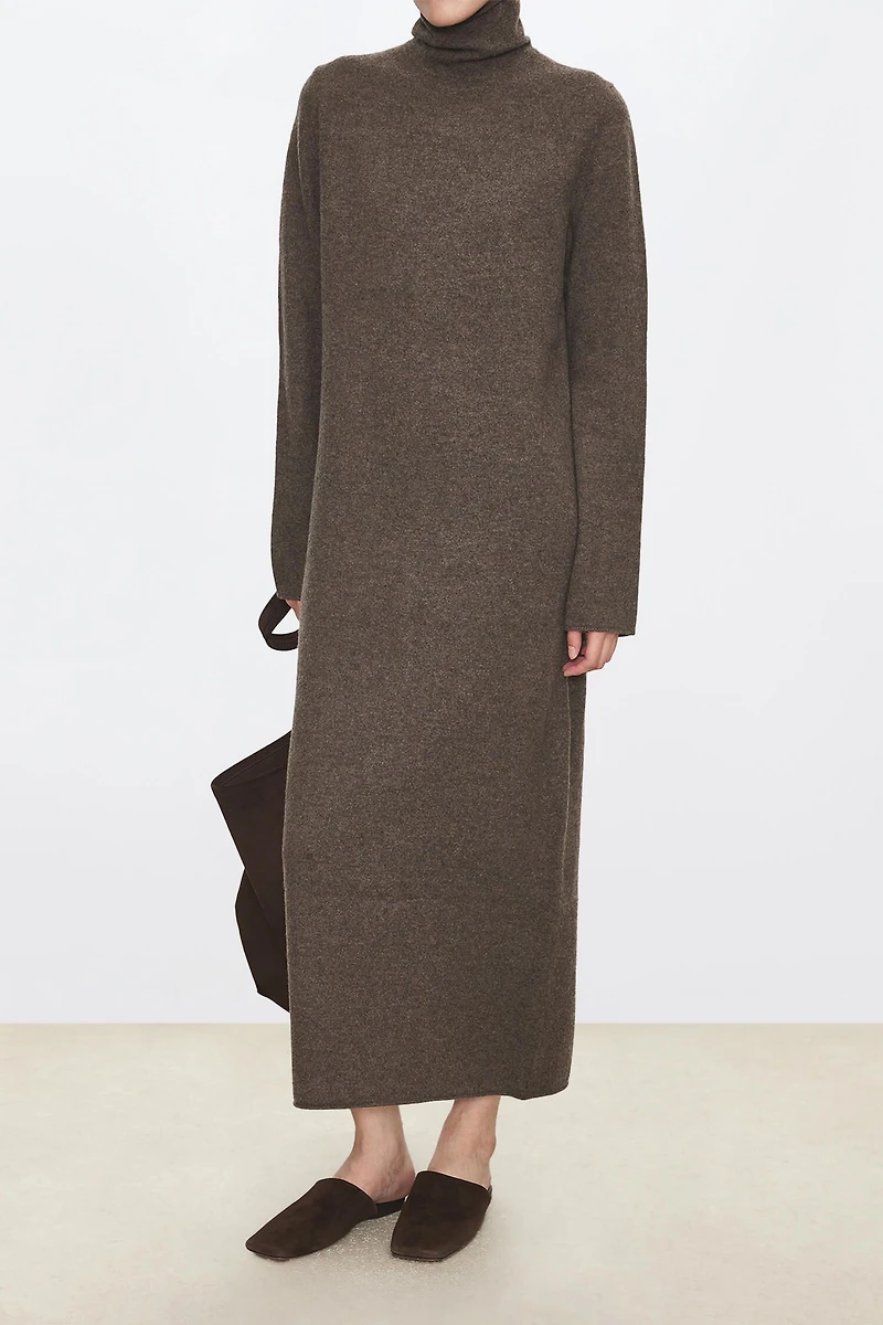 Pure Wool Longline Turtleneck Dress