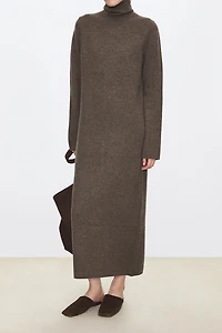 Pure Wool Longline Turtleneck Dress