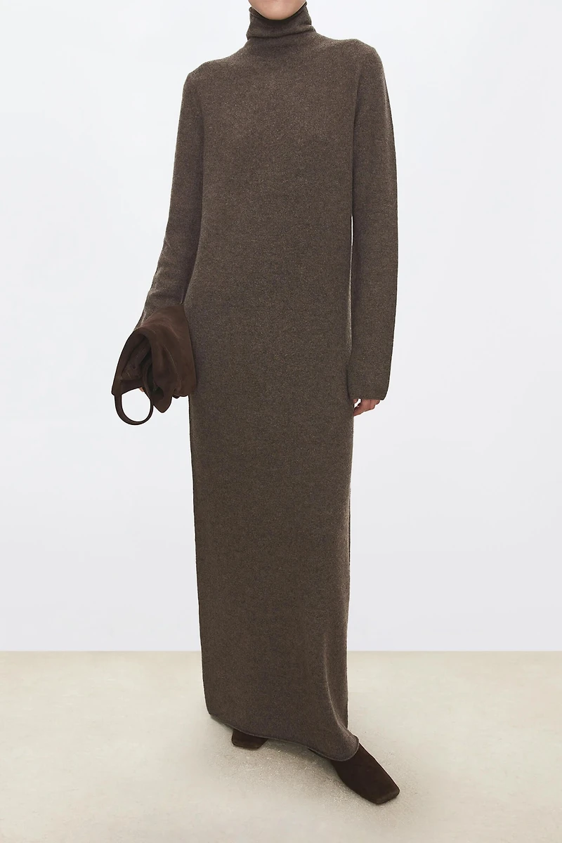 Pure Wool Longline Turtleneck Dress