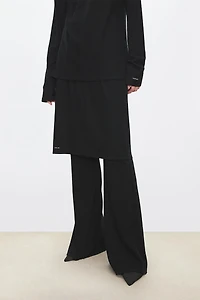 Pure Wool Mid-Length Skirt with Decorative Label