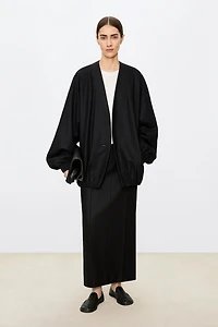 Pure Wool Single-Button V-Neck Coat