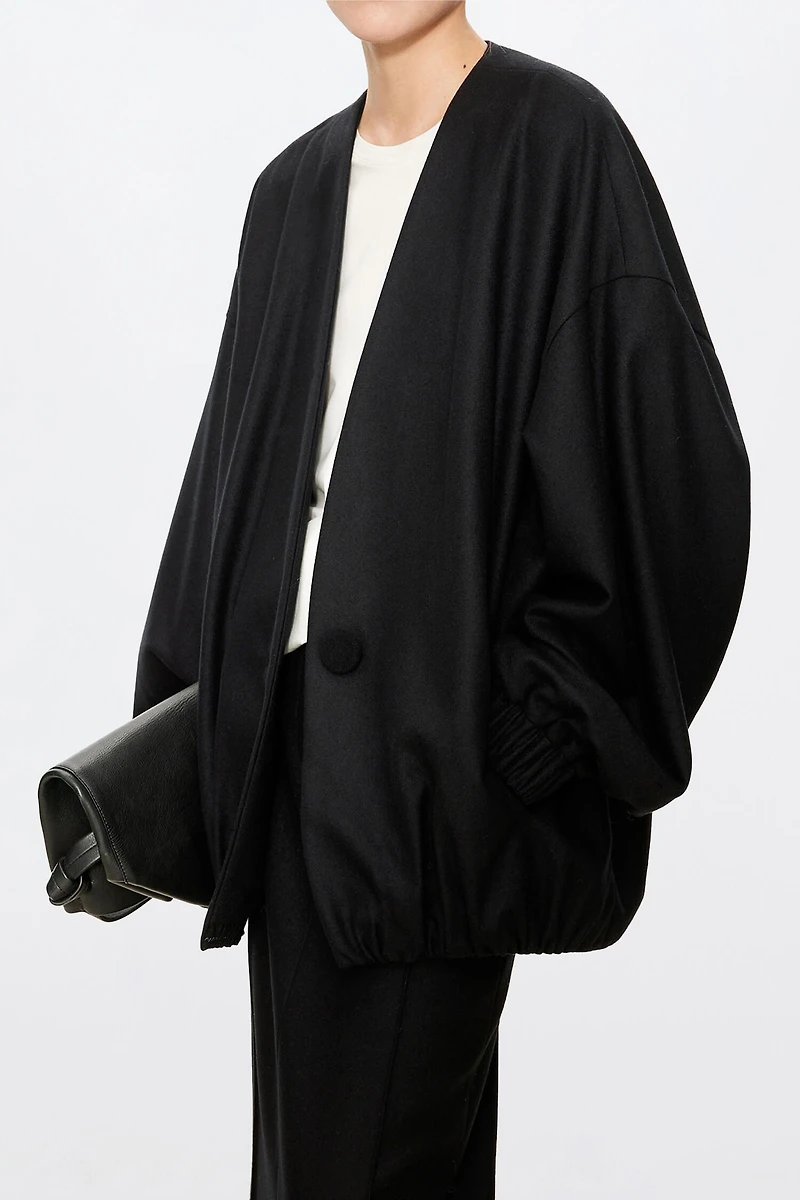 Pure Wool Single-Button V-Neck Coat