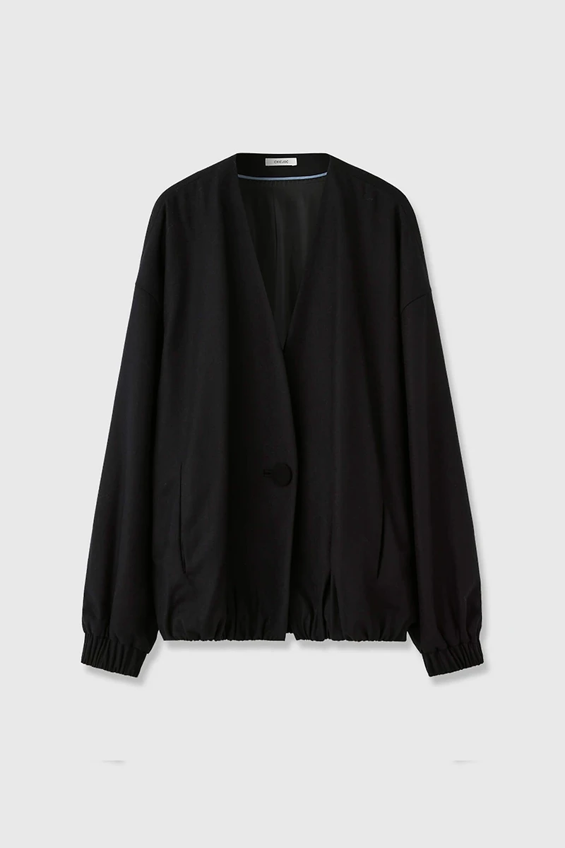 Pure Wool Single-Button V-Neck Coat