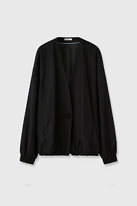 Pure Wool Single-Button V-Neck Coat
