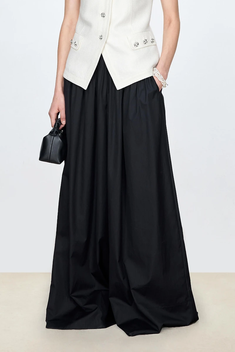 Refined Silk-Wool Pleated Palazzo Pants