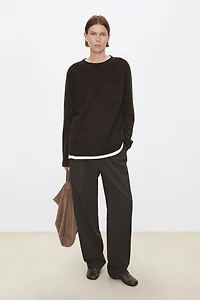 Rolled-Edge Wool Oversized Sweater