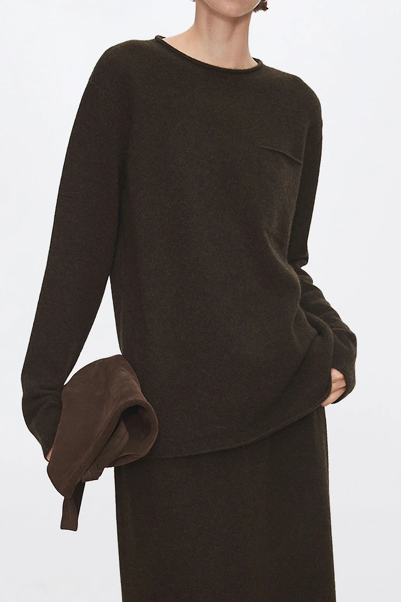 Rolled-Edge Wool Oversized Sweater
