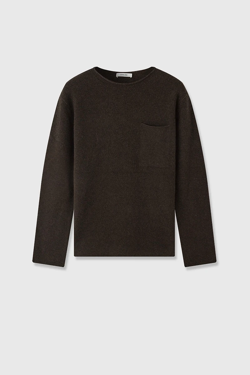 Rolled-Edge Wool Oversized Sweater