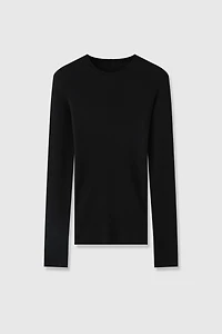 Round Neck Cotton Linen Long Sleeve Top