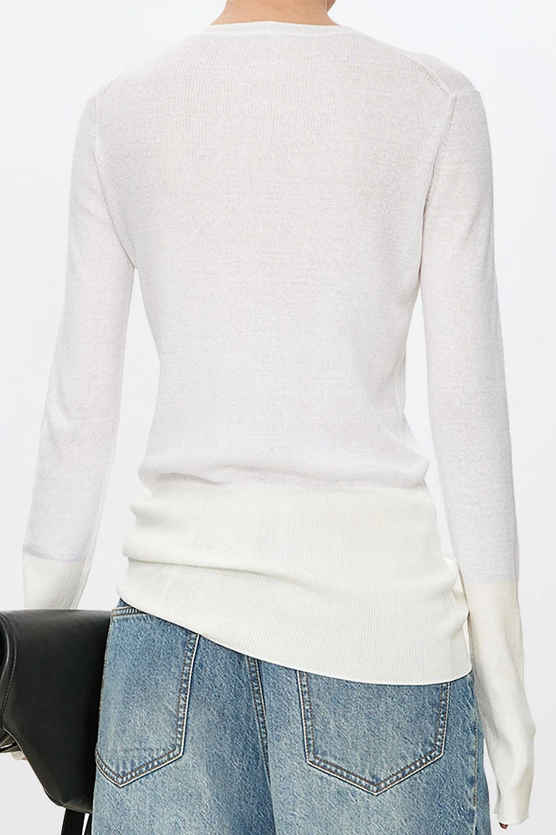 Round Neck Cotton Linen Long Sleeve Top