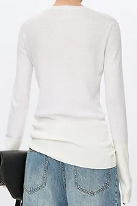 Round Neck Cotton Linen Long Sleeve Top