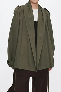 Scarf-Collar Short Trench Coat