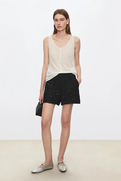 Sequined Tweed Shorts