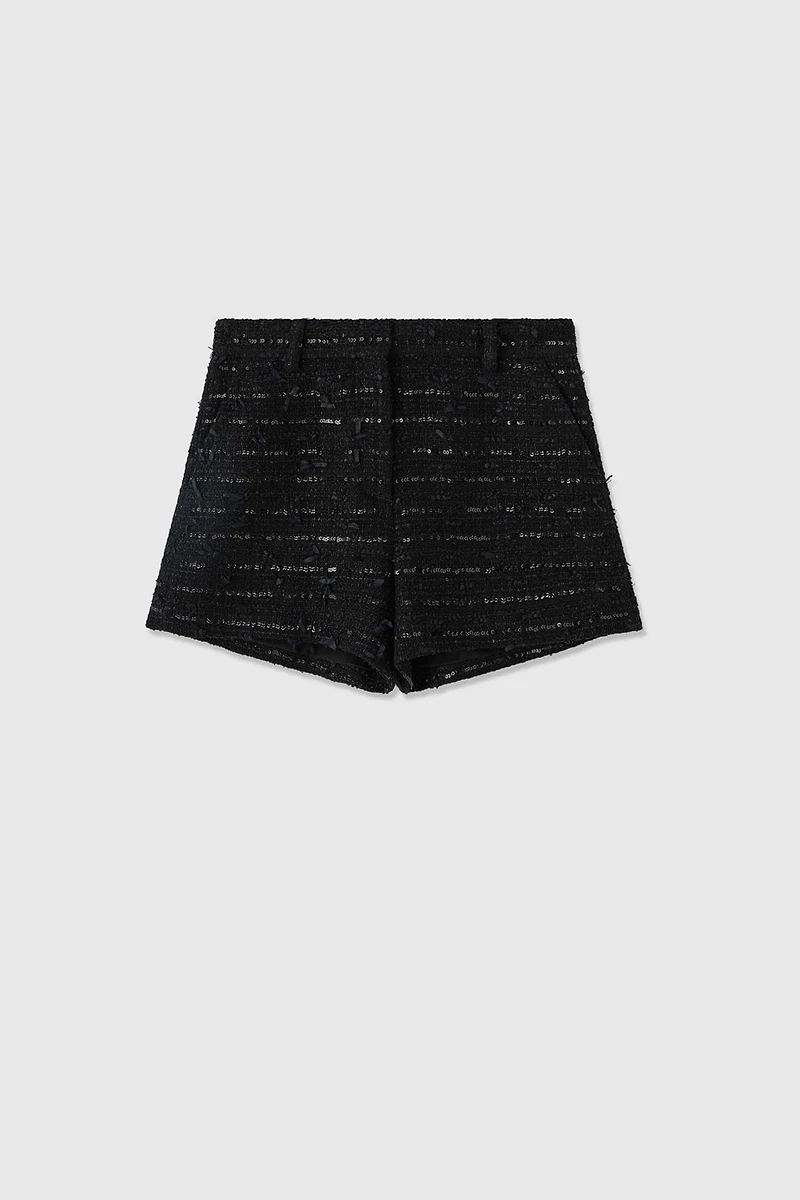 Sequined Tweed Shorts