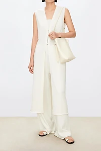 Silk-Cotton Blend V-Neck Long Cardigan