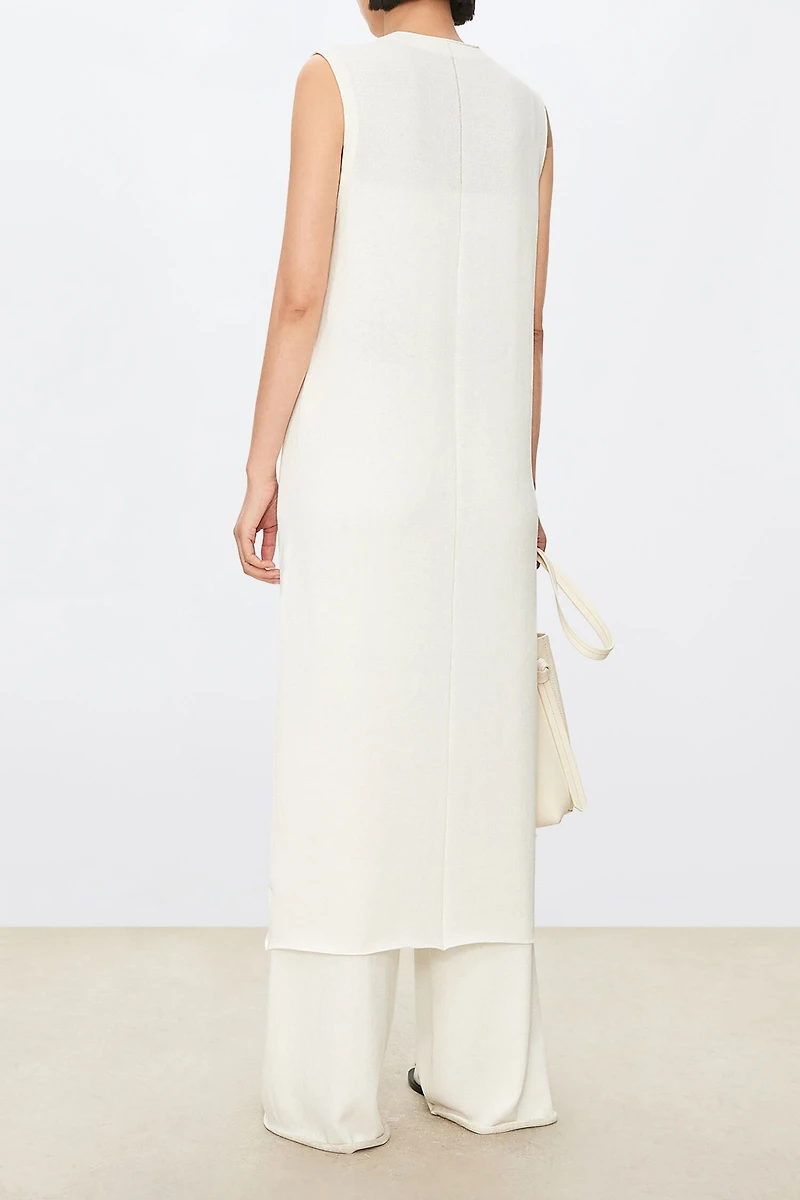 Silk-Cotton Blend V-Neck Long Cardigan