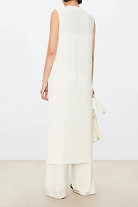 Silk-Cotton Blend V-Neck Long Cardigan